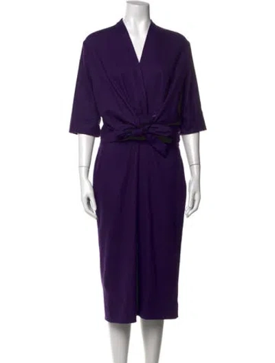 Pre-owned Dries Van Noten Wool Midi Length Dress In Purple