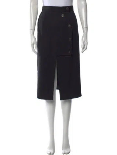 Pre-owned Dries Van Noten Wool Midi Length Skirt In Black