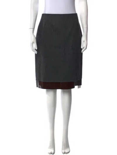 Pre-owned Dries Van Noten Wool Midi Length Skirt In Grey