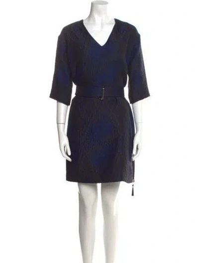 Pre-owned Dries Van Noten Wool Mini Dress In Blue