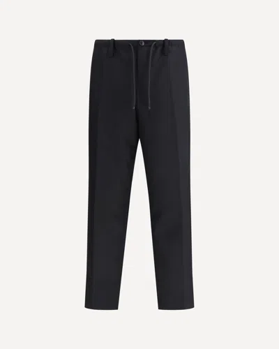 Dries Van Noten Drawstring Waist Penny Wool Pants With Tailored Silhouette In Black
