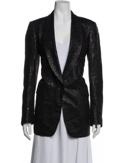 Pre-owned Dries Van Noten Wool Patterned Blazer In Black