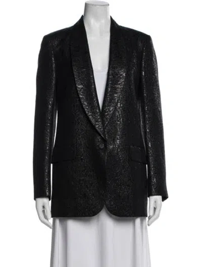 Pre-owned Dries Van Noten Wool Patterned Blazer In Blue