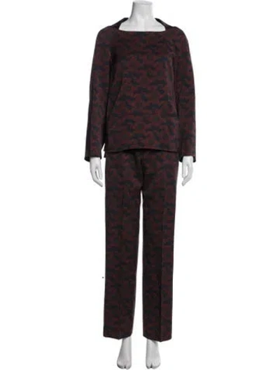 Pre-owned Dries Van Noten Wool Patterned Pant Set In Multicolor