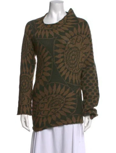 Pre-owned Dries Van Noten Wool Patterned Sweater In Brown/green