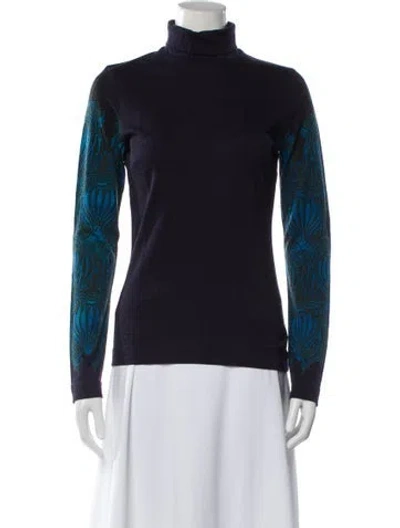 Pre-owned Dries Van Noten Wool Patterned Top In Blue