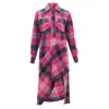 Dries Van Noten Wool Plaid Bias Splice Hem Dress In Pink