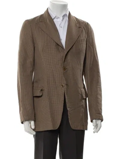 Pre-owned Dries Van Noten Wool Plaid Print Blazer In Brown