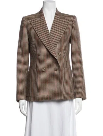 Pre-owned Dries Van Noten Wool Plaid Print Blazer In Brown