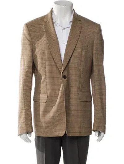 Pre-owned Dries Van Noten Wool Plaid Print Blazer In Neutral