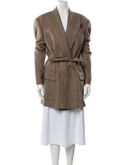 Pre-owned Dries Van Noten Wool Plaid Print Coat W/ Tags In Brown