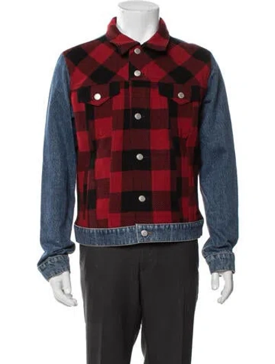 Pre-owned Dries Van Noten Wool Plaid Print Denim Jacket In Multi