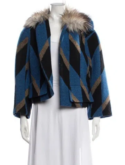 Pre-owned Dries Van Noten Wool Plaid Print Jacket In Blue