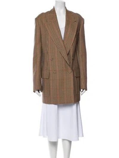 Pre-owned Dries Van Noten Wool Plaid Print Peacoat In Multi