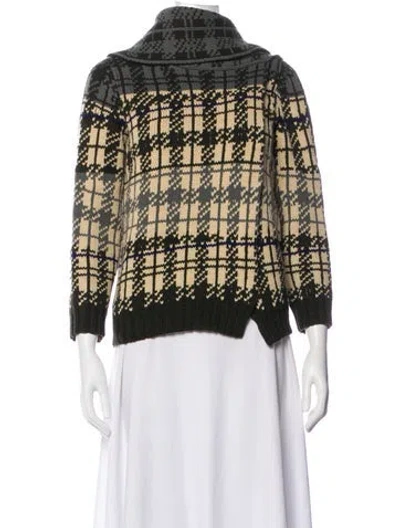 Pre-owned Dries Van Noten Wool Plaid Print Sweater In Neutral