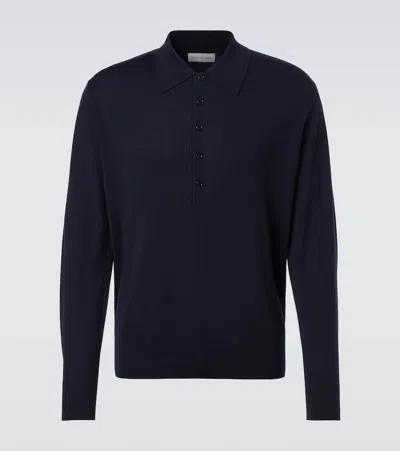 Dries Van Noten Midnight Blue Wool Muano Polo Shirt