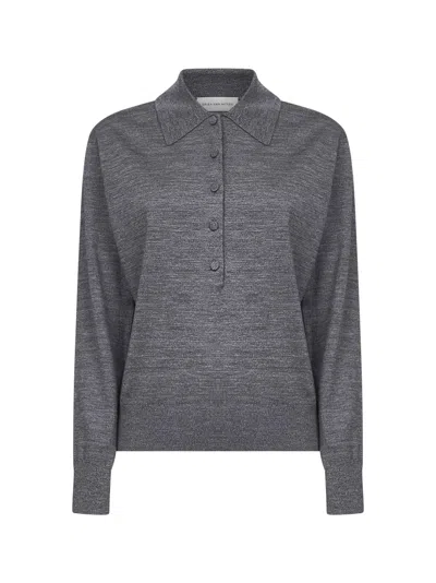 Dries Van Noten Wool "polo" Sweater In Gray