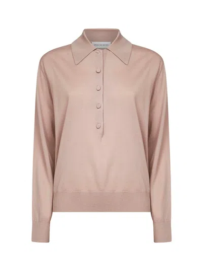 Dries Van Noten Wool "polo" Sweater In Pink