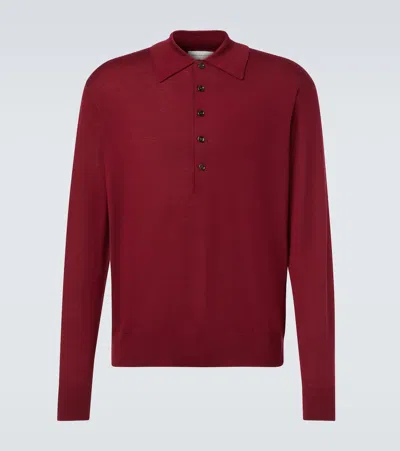 Dries Van Noten Wool Polo Sweater In Red