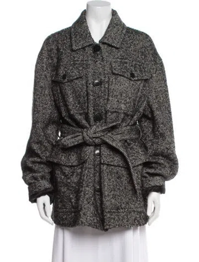 Pre-owned Dries Van Noten Wool Printed Coat In Black