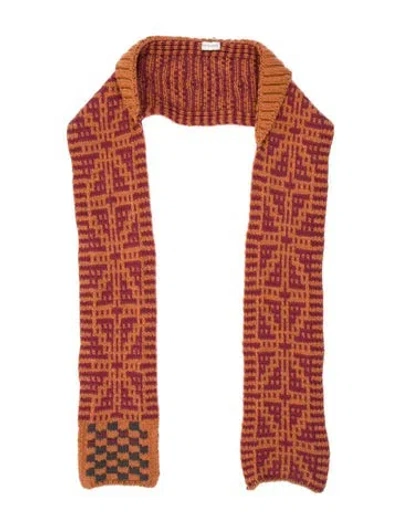 Pre-owned Dries Van Noten Wool Printed Scarf In Orange