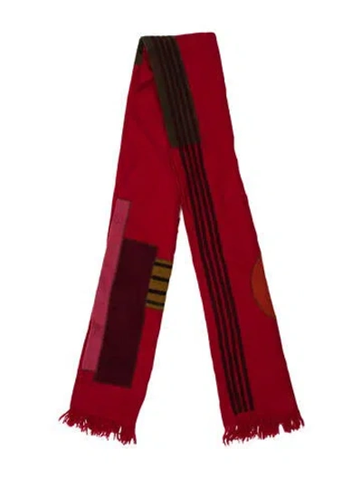 Pre-owned Dries Van Noten Wool Printed Scarf In Red