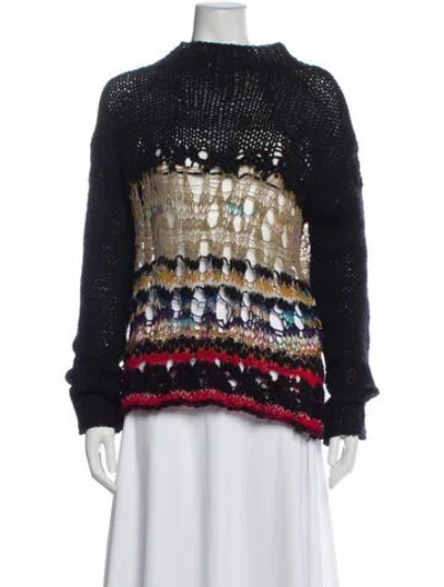 Pre-owned Dries Van Noten Wool Printed Sweater In Blue