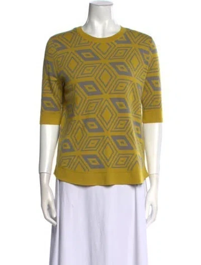 Pre-owned Dries Van Noten Wool Printed Sweater In Yellow