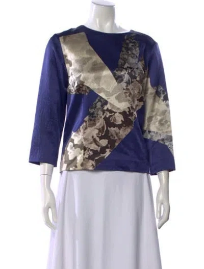 Pre-owned Dries Van Noten Wool Printed Top In Blue