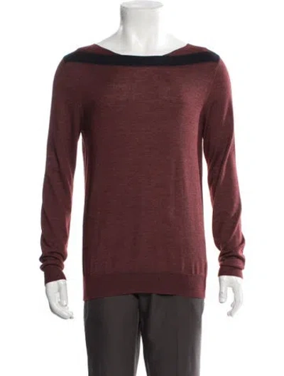 Pre-owned Dries Van Noten Wool Scoop Neck Pullover In Burgundy