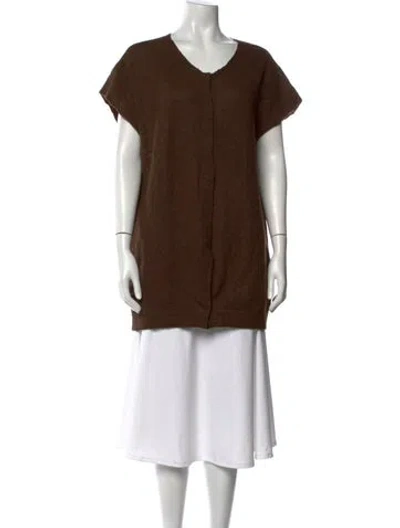 Pre-owned Dries Van Noten Wool Scoop Neck Sweater In Brown