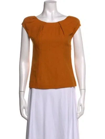 Pre-owned Dries Van Noten Wool Scoop Neck Top In Orange