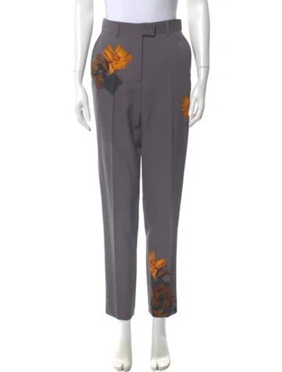 Pre-owned Dries Van Noten Wool Skinny Leg Pants In Gray