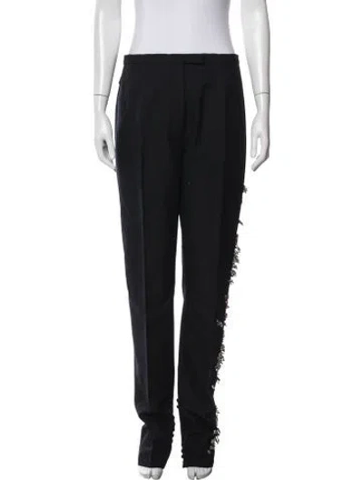 Pre-owned Dries Van Noten Wool Straight Leg Pants In Black