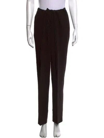 Pre-owned Dries Van Noten Wool Straight Leg Pants In Brown