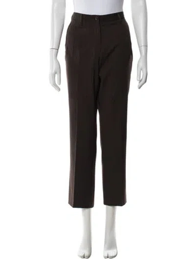 Pre-owned Dries Van Noten Wool Straight Leg Pants In Brown