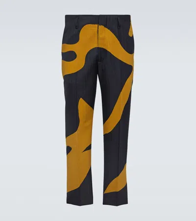 Dries Van Noten Wool Straight Pants In Multicoloured