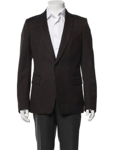 Pre-owned Dries Van Noten Wool Striped Blazer In Black