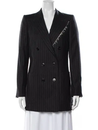 Pre-owned Dries Van Noten Wool Striped Blazer In Black