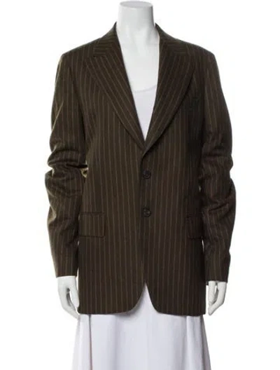 Pre-owned Dries Van Noten Wool Striped Blazer In Brown