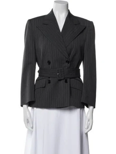 Pre-owned Dries Van Noten Wool Striped Blazer In Gray