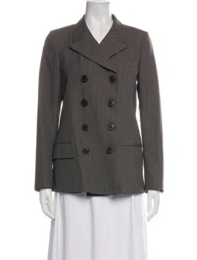 Pre-owned Dries Van Noten Wool Striped Blazer In Green