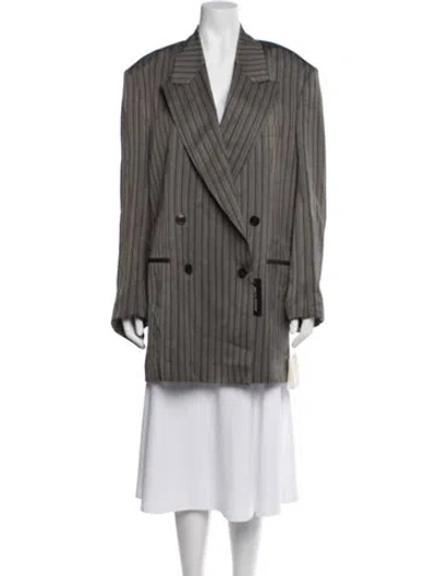 Pre-owned Dries Van Noten Wool Striped Blazer W/ Tags In Grey
