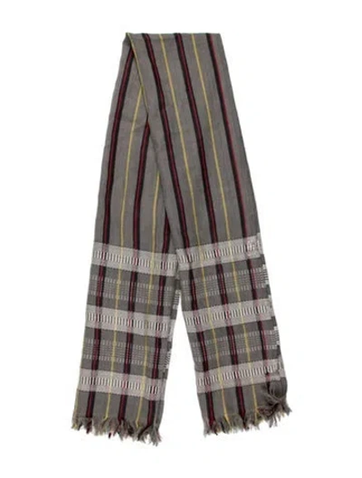 Pre-owned Dries Van Noten Wool Striped Scarf In Gray