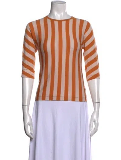 Pre-owned Dries Van Noten Wool Striped Sweater In Orange