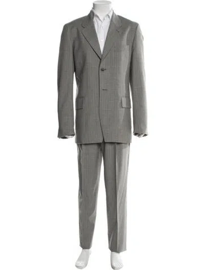 Pre-owned Dries Van Noten Wool Striped Two-piece Suit In Gray