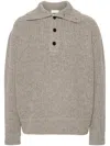 Dries Van Noten High Neck Wool Polo Sweater In Grey