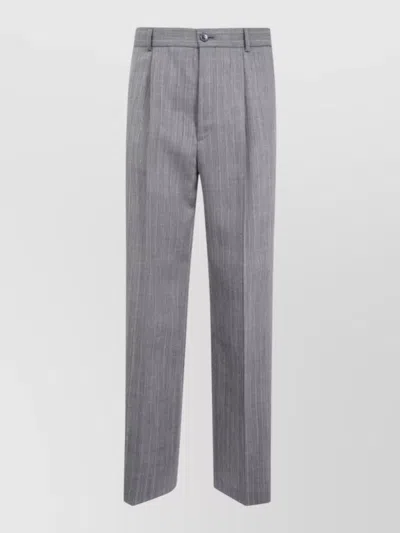 Dries Van Noten Wool Tailored Trousers In Gray