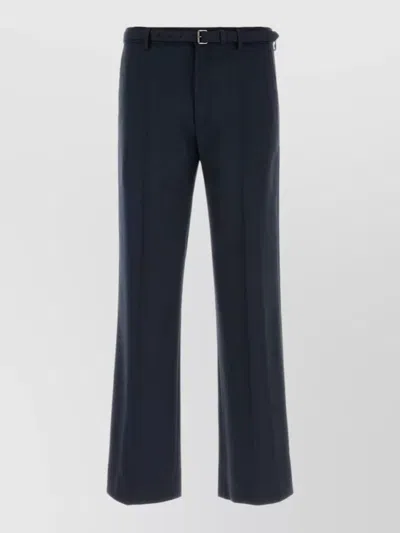 Dries Van Noten Wool Tailored Wide Leg Pant Belted In Blue