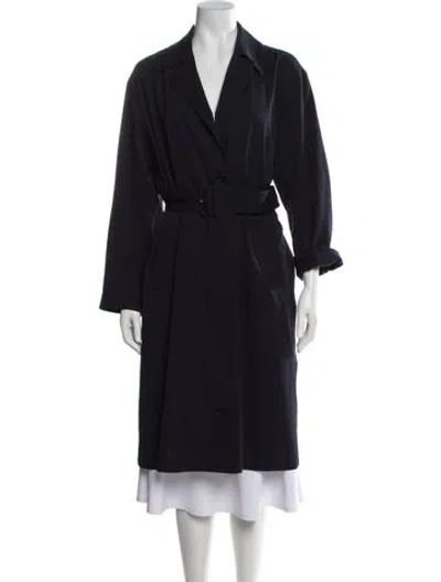 Pre-owned Dries Van Noten Wool Trench Coat In Blue